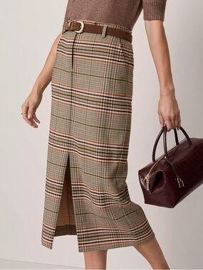 Ann Taylor The Trouser Column Midi Skirt in Plaid